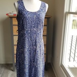 Mosaic Blue Patterned Midi Dress Size 10P Perfect for Spring Summer Ward…